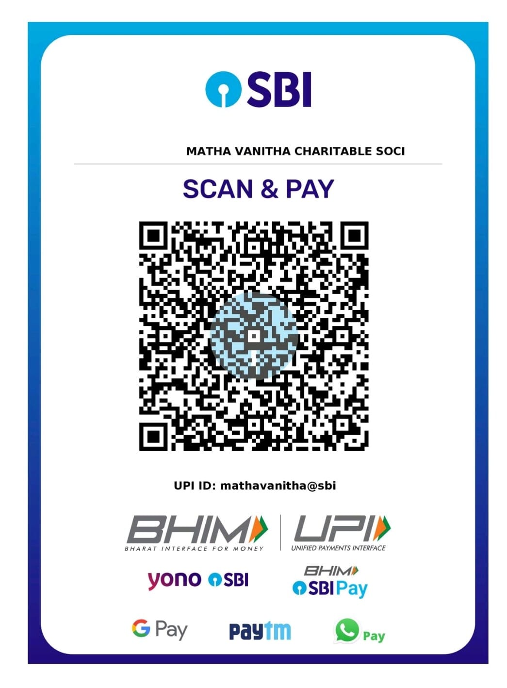 Matha Vanitha GPay QR Code